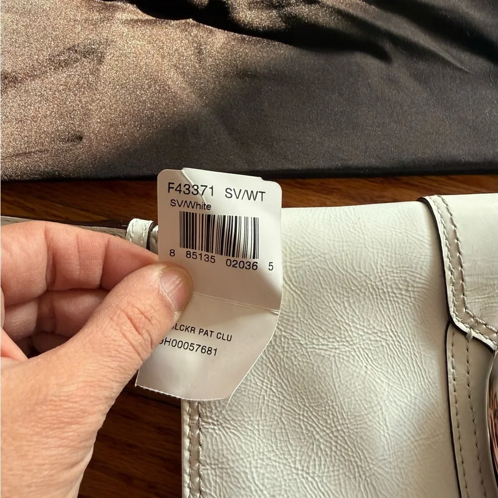 Coach White Leather Wristlet with Silver Details